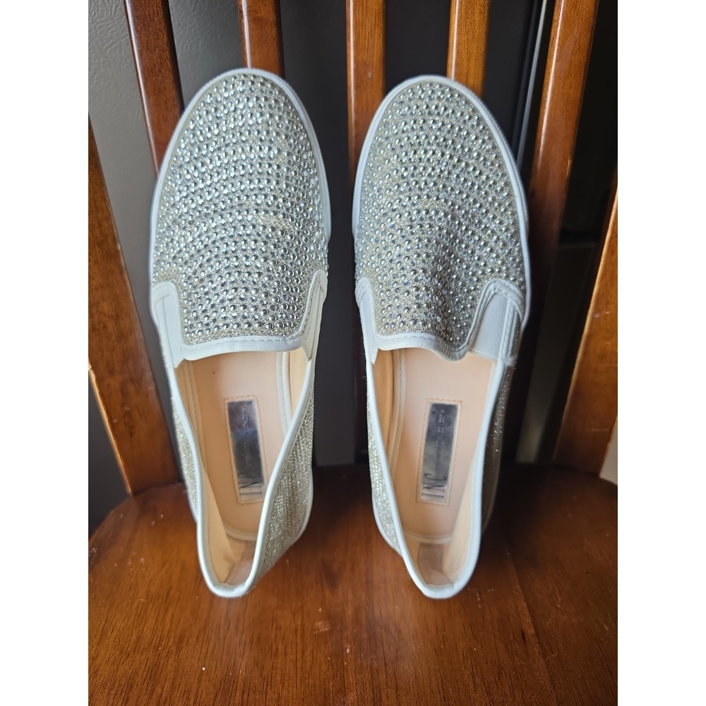 EUC INC Slip On Champagne Sammee Sneakers Ladies Size 6 M Rhinestones